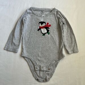 Long Sleeve Carter’s Baby Penguin Onesie Size 18 Months